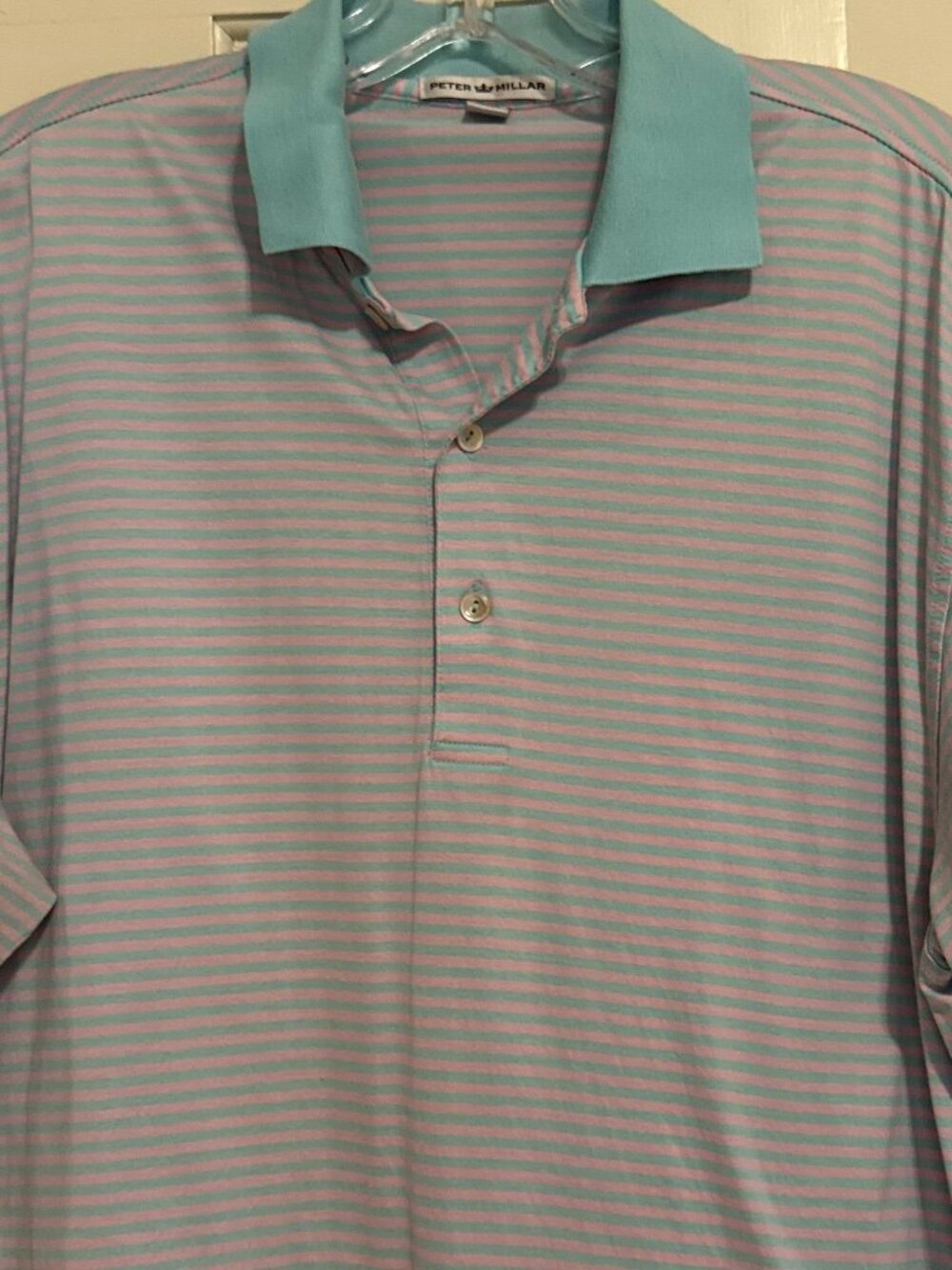 Peter Millar Blue and Pink Polo Shirt. Medium 100% cotton